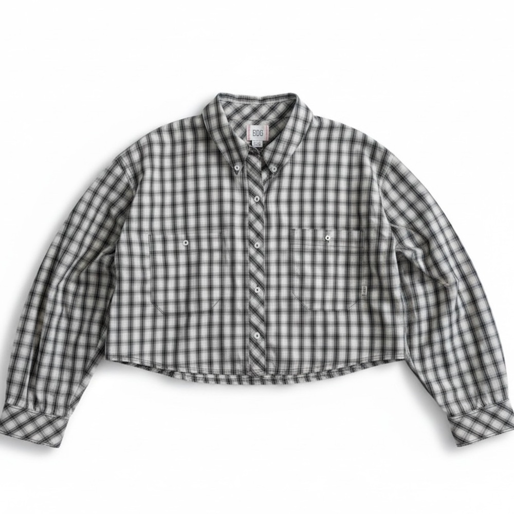 BDG Urban Outfitters Corey Cropped Plaid Boxy Oversized Button Down Women’s XL - Picture 5 of 16